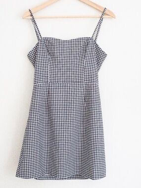 French Connection Black and White Gingham Spaghetti Strap Dress US 0 UK4